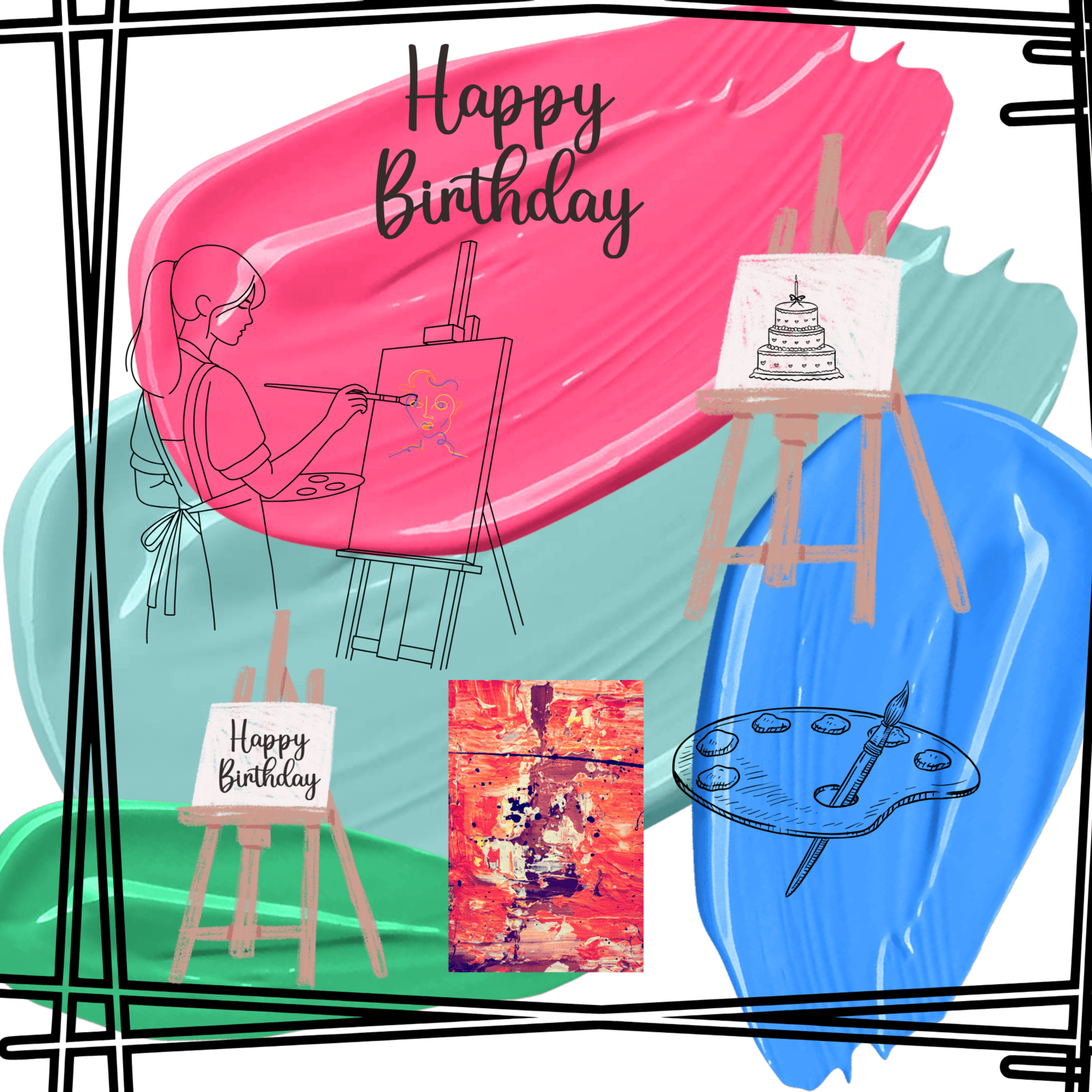 Canvas Cake Art Birthday Party
